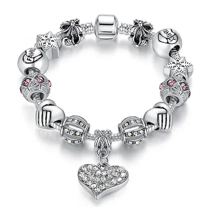 Women Bracelet 925 Unique Silver Crystal Charm Bracelet for Women DIY Beads Bracelets & Bangles Jewelry - Shello's Creative Boutique