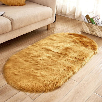 Imitation Wool Oval Plush Carpet – Soft Luxury for Any Space - Shello's Creative Boutique