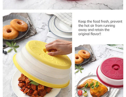 Collapsible Microwave Cover Lid Folding Plate Cover Colander Strainer Fruit Vegetables Washing Basket Plate Lid Kitchen Tools - Shello's Creative Boutique