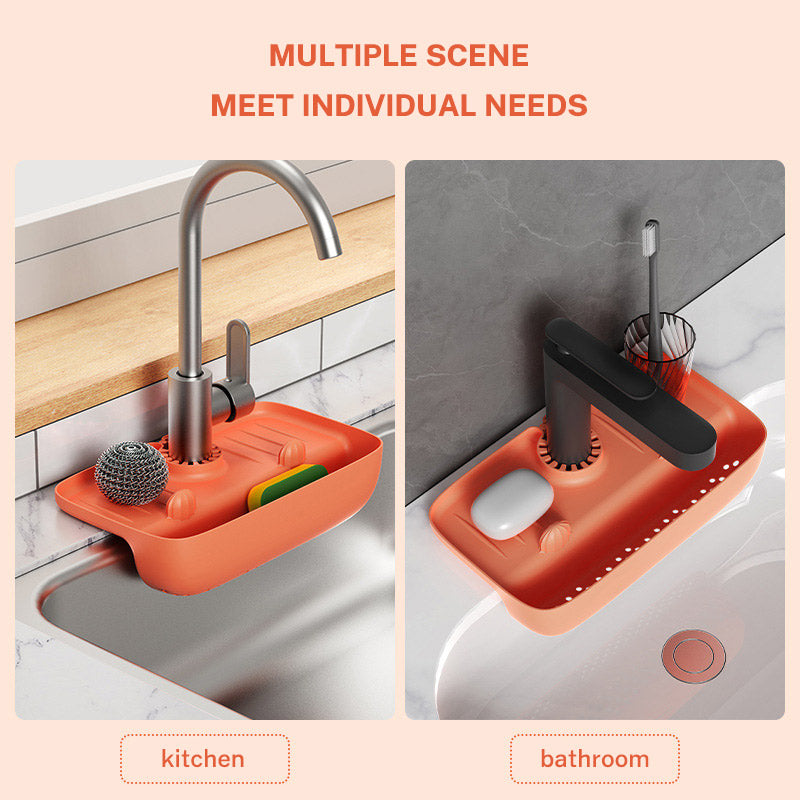 Faucet Splash Proof Drainage Rack, Sink Water Collection Pad, Kitchen Cloth, Sponge Wipe, and Drainage Storage Rack eprolo