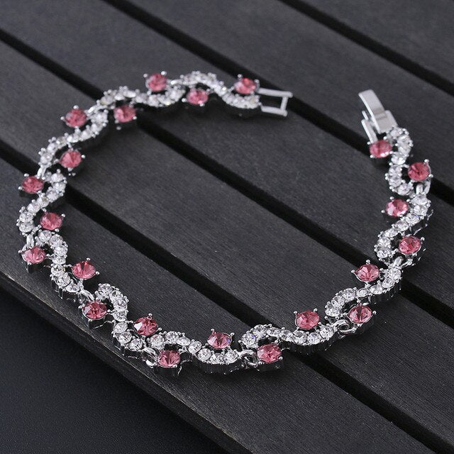 Luxury Blue Crystal Bracelet For Wedding Silver Bracelet Rhinestone Charm Women Bangles Jewelry Pulseira Feminina BR520 eprolo