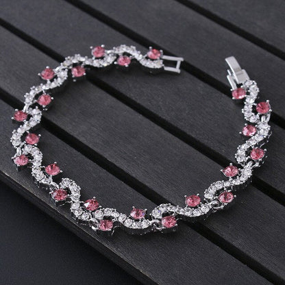 Luxury Blue Crystal Bracelet For Wedding Silver Bracelet Rhinestone Charm Women Bangles Jewelry Pulseira Feminina BR520 eprolo