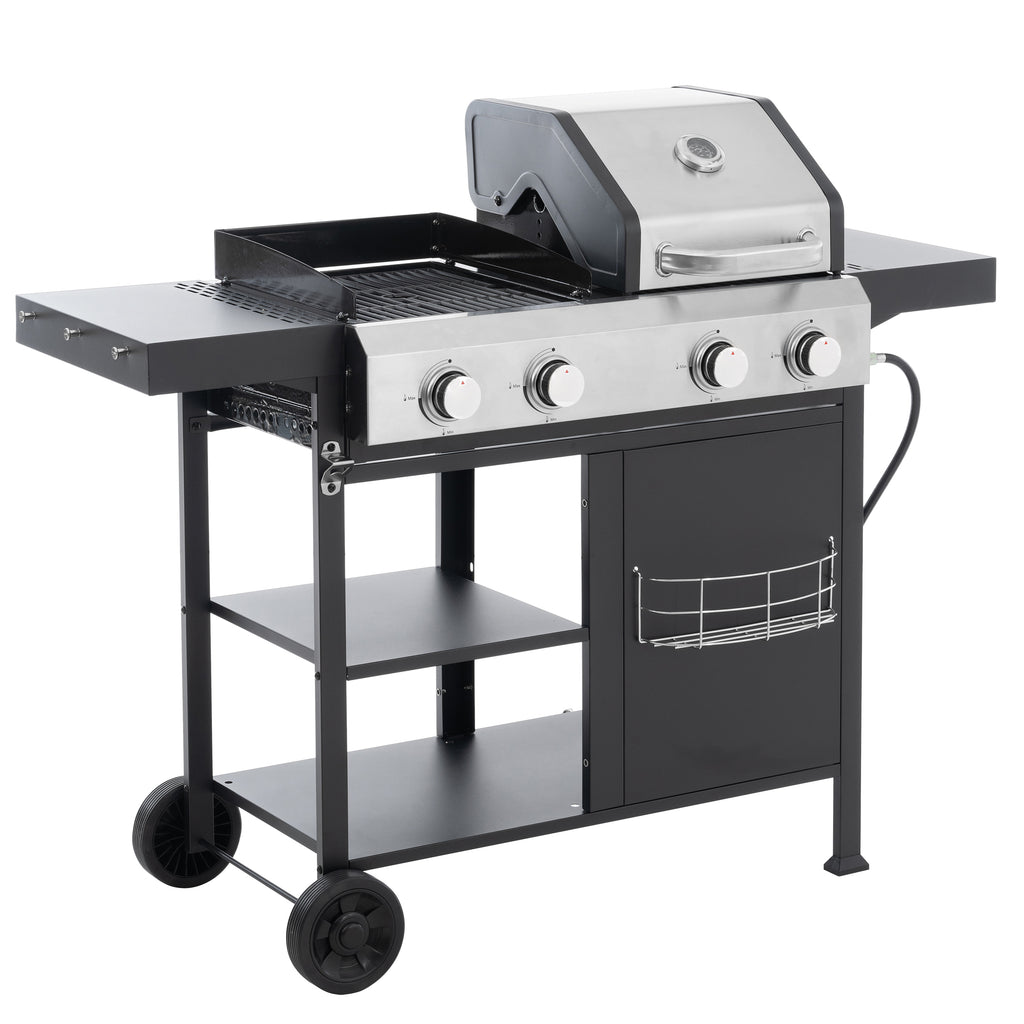 2+2 multifunctional gas barbecue grill and covered grill combination for outdoor cooking - barbecue, barbecue, pizza. eprolo