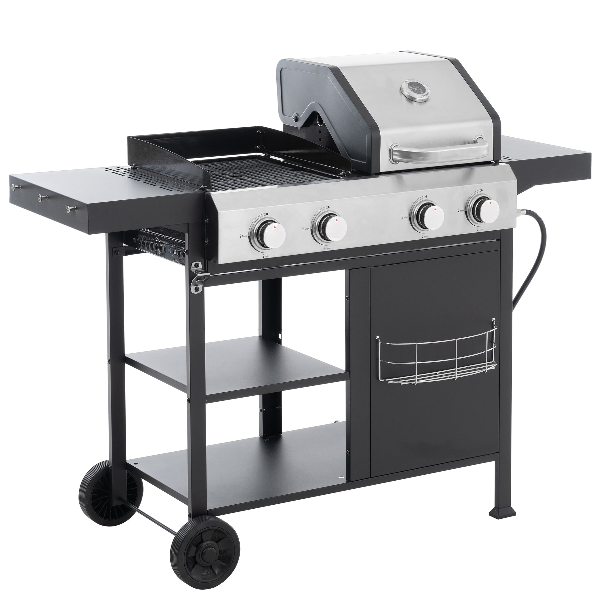 2+2 multifunctional gas barbecue grill and covered grill combination for outdoor cooking - barbecue, barbecue, pizza. eprolo