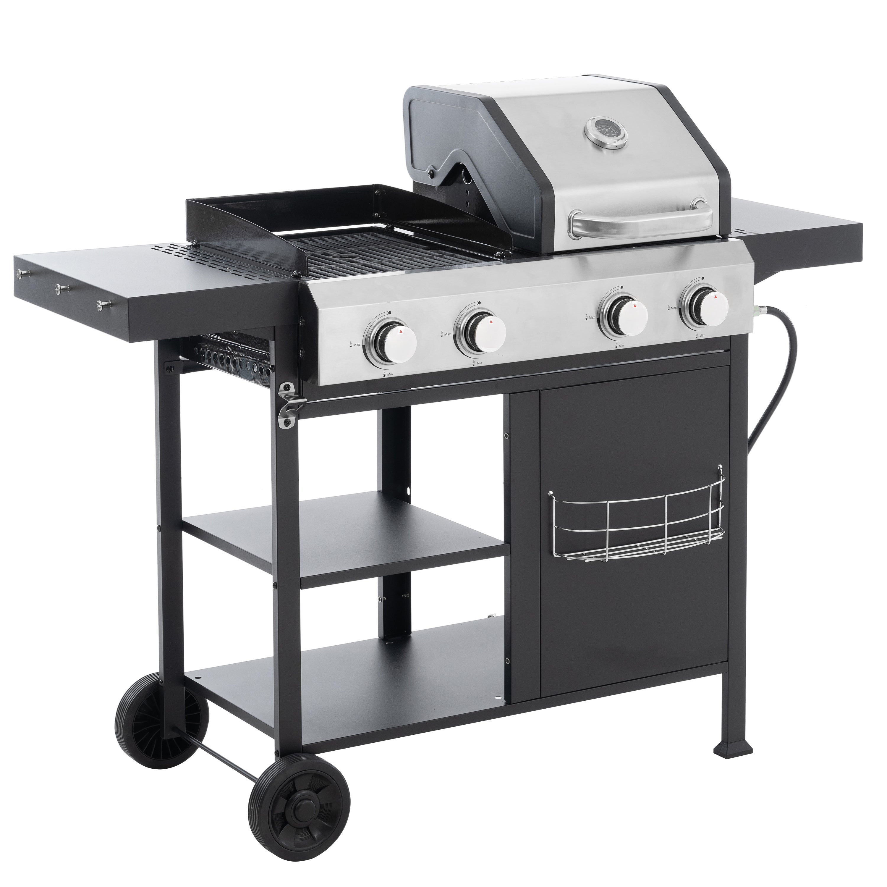 2+2 multifunctional gas barbecue grill and covered grill combination for outdoor cooking - barbecue, barbecue, pizza. eprolo