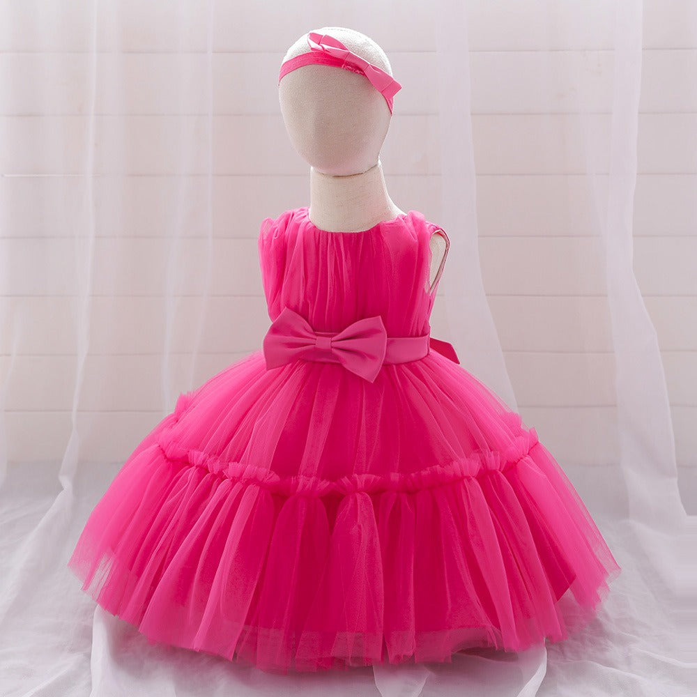 Children's mesh dress princess dress baby fluffy dress baby one year old wedding dress evening dress eprolo