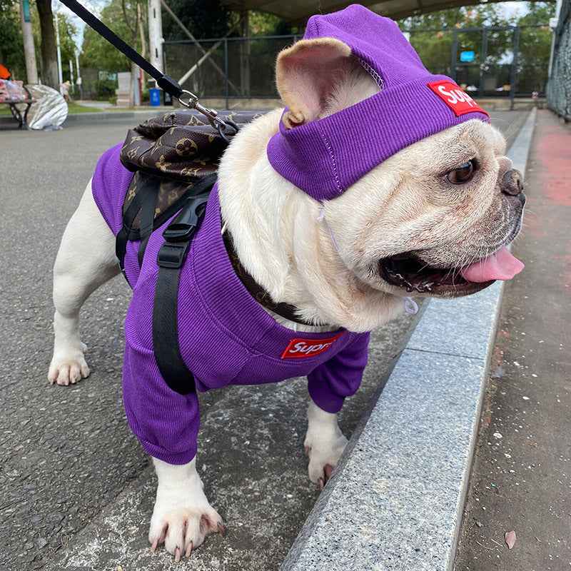 HYGGEPET Pet Clothing Fashion Brand Street Dog Clothing Fadou Teddy Schnauzer Undercoat Hat Set