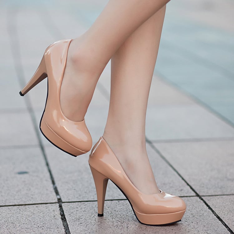 Patent Leather Fashion Shallow Mouth Low Stiletto Heel Super High Heels Shello's Creative Boutique