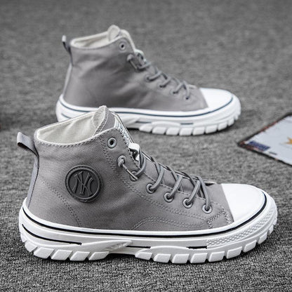 High top canvas shoes Korean style trendy sports and leisure shoes fashionable trendy shoes student board shoes - Shello's Creative Boutique