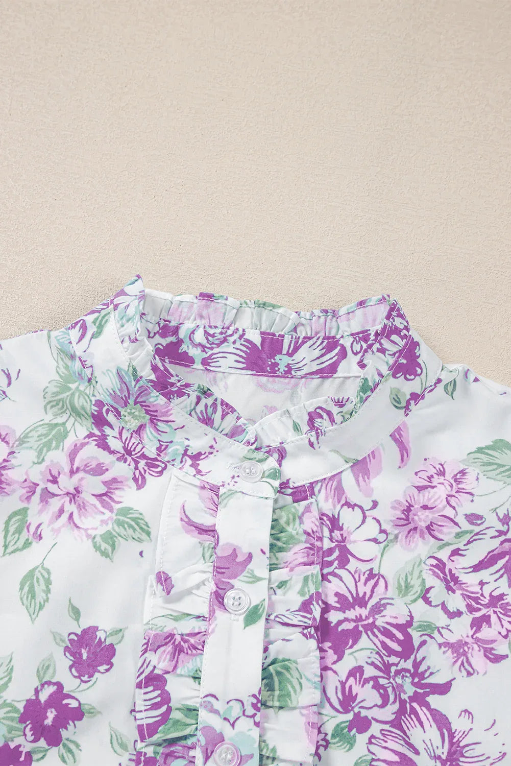 Green Floral Print Ruffle Sleeve Frill Shirt - Shello's Creative Boutique