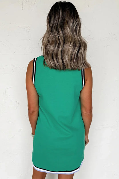 Myosotis Contrast Trim V Neck Sleeveless Mini Dress - Effortless Elegance with a Modern Twist! - Shello's Creative Boutique