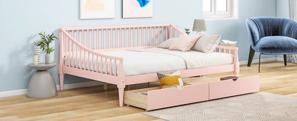 Full Size Daybed with Two Storage Drawers and Support Legs Pink Shello Creative Boutique