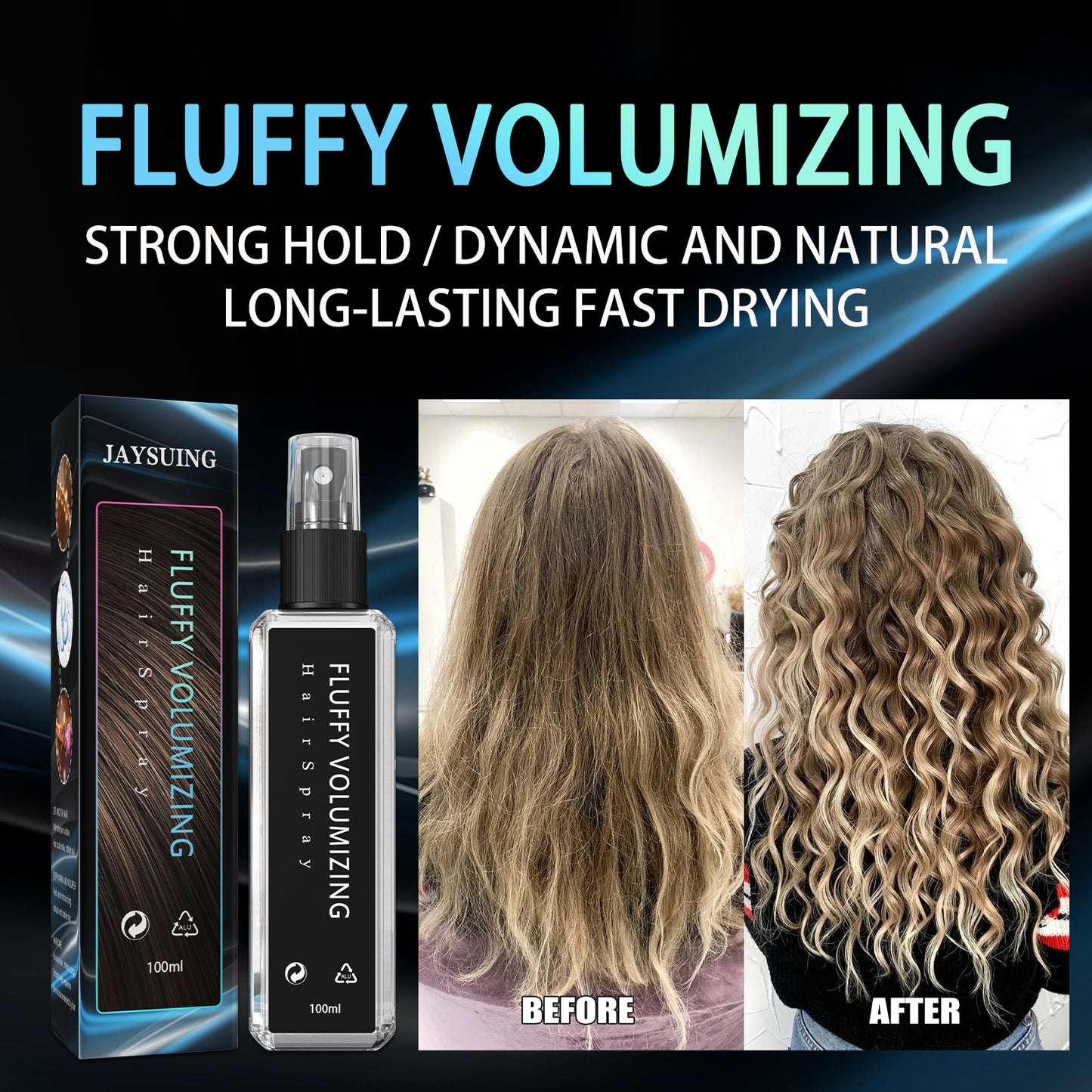 Hair Styling Spray Moisturizing Styling Fragrance Lasting Curly Hair Styling Dry Gel Hairspray Hair Fluffy Gel Water 100ml eprolo