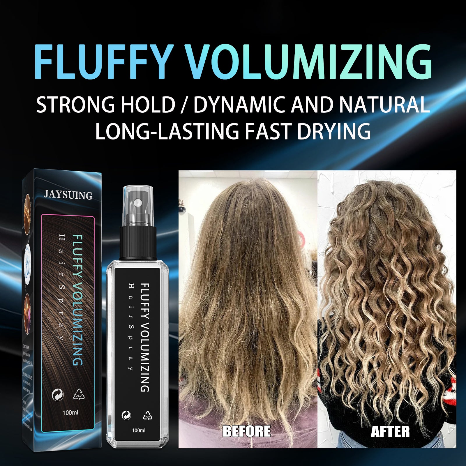 Hair Styling Spray Moisturizing Styling Fragrance Lasting Curly Hair Styling Dry Gel Hairspray Hair Fluffy Gel Water 100ml eprolo