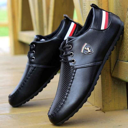 Spring and Autumn Men's Casual Leather Shoes - Trendy White Small Leather Footwear - Shello's Creative Boutique