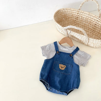 Bear Denim Overalls shorts children's clothing baby summer shorts - Shello's Creative Boutique