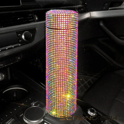 Bling Rhinestone Thermos Bottle Insulated Double Wall Stainless Steel Water Bottle Coffee Travel Car Coffee Mug Cup Vacuum Flask - Shello's Creative Boutique