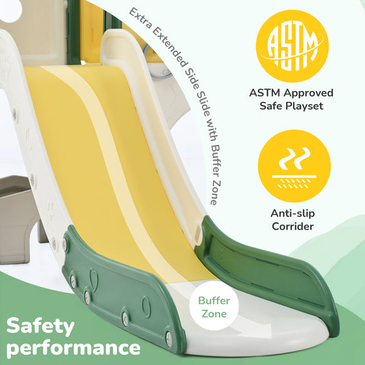 Kids Slide Playset Structure 7 in 1, Freestanding Spaceship Set with Slide, Arch Tunnel Yellow + HDPE eprolo