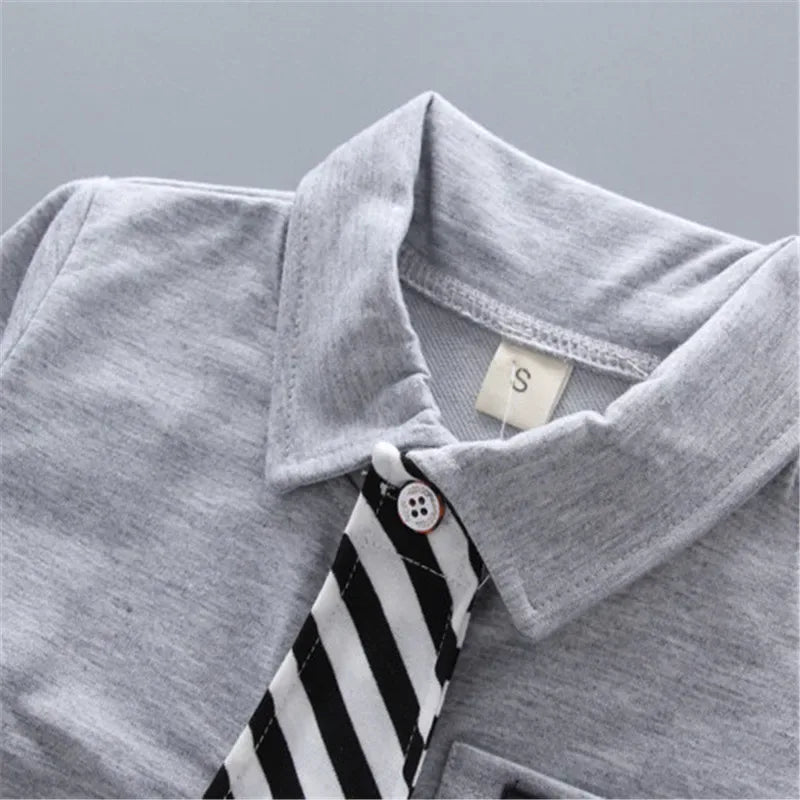 New style two-piece set of stylish spring clothing for small and medium-sized boys men's baby shirt dress children's clothing - Shello's Creative Boutique