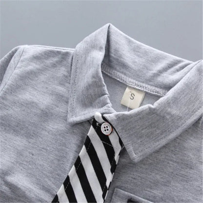 New style two-piece set of stylish spring clothing for small and medium-sized boys men's baby shirt dress children's clothing - Shello's Creative Boutique