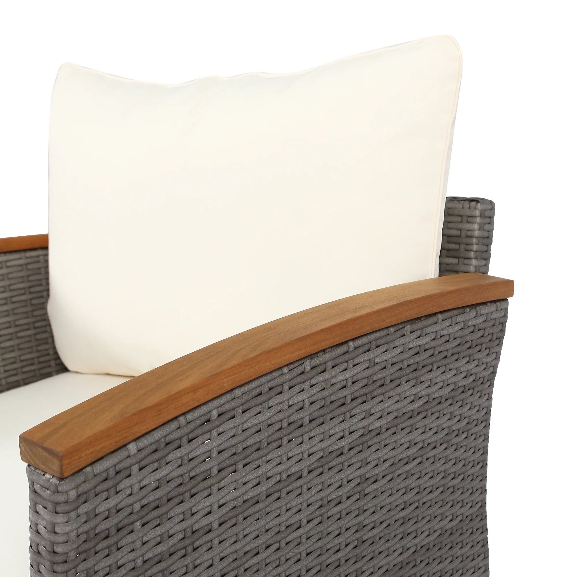 9-piece Patio rattan furniture set with Acacia wooden legs and tabletop sofa set, coffee table washable cushion beige - Shello's Creative Boutique