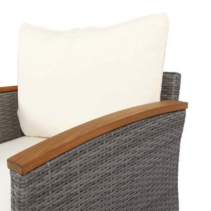 9-piece Patio rattan furniture set with Acacia wooden legs and tabletop sofa set, coffee table washable cushion beige - Shello's Creative Boutique