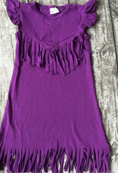baby girls spring summer solid Tassels cotton dress boutique all-match clothing kids wear fringe multi color mint hot sale - Shello's Creative Boutique