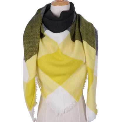 Winter Triangle Scarf For Women Brand Designer Shawl Cashmere Plaid Scarves Blanket Wholesale Drops - Shello's Creative Boutique