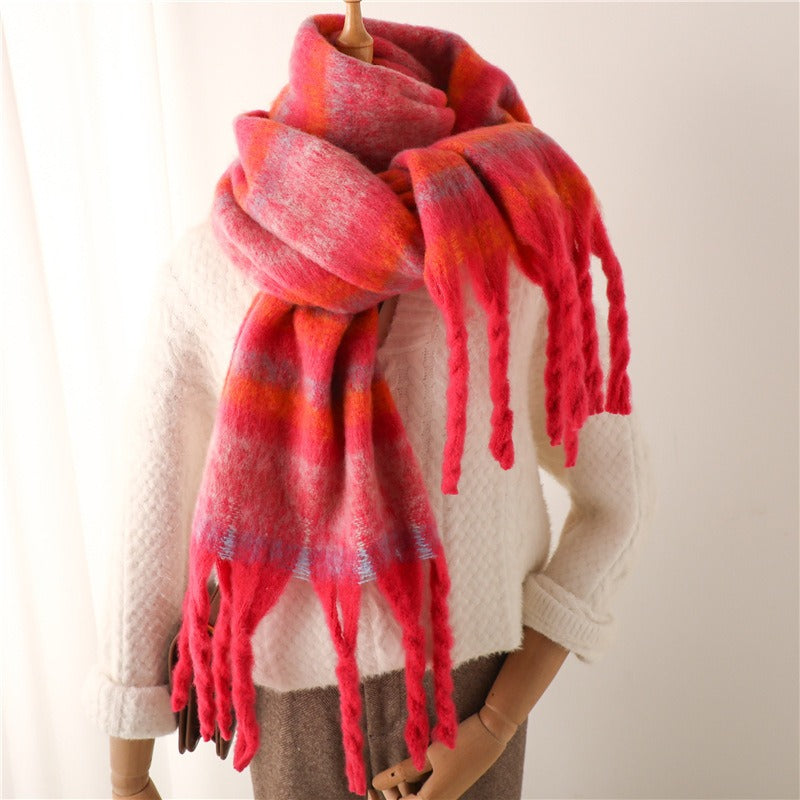Thick beard striped scarf imitation cashmere winter new warm long tassel scarf for men and women scarf shawl eprolo