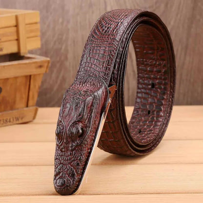 Luxury Alligator Design Cowhide Leather Crocodile Belts for Men - Shello's Creative Boutique