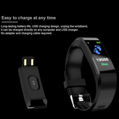 115 Plus Bluetooth Smart Watch Heart Rate Monitor Smart Watch Fitness Tracker Bracelet Waterproof Smart Wristband - Shello's Creative Boutique