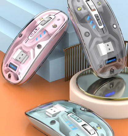 Bluetooth wireless transparent mouse mute dual-mode desktop computer laptop office business USB - Shello's Creative Boutique