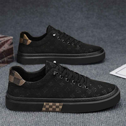 Breathable Black Canvas Shoes - Men's Thick Soled Ice Silk Flat Bottomed Shoes - Shello's Creative Boutique