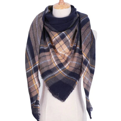 Winter Triangle Scarf For Women Brand Designer Shawl Cashmere Plaid Scarves Blanket Wholesale Drops - Shello's Creative Boutique