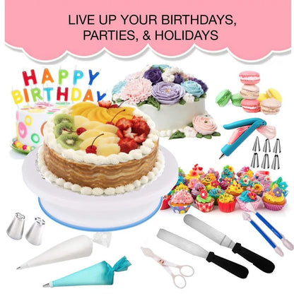 220-Piece Set Of Cake Turntables With Numbers Cake Piping Nozzles Baking Tools Fondant Molds - Shello's Creative Boutique