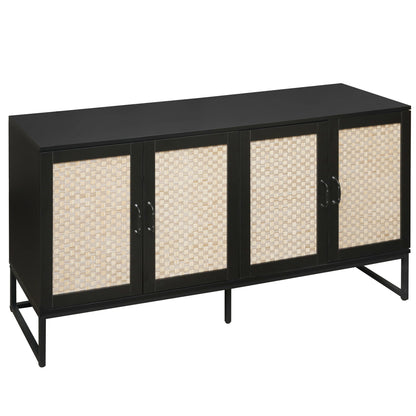Rattan 4-Door Sideboard , Sideboard Buffet Storage Cabinet,Accent Storage Cabinet , Large Cabinet With 4 Rattan Decorated Doors - Shello's Creative Boutique