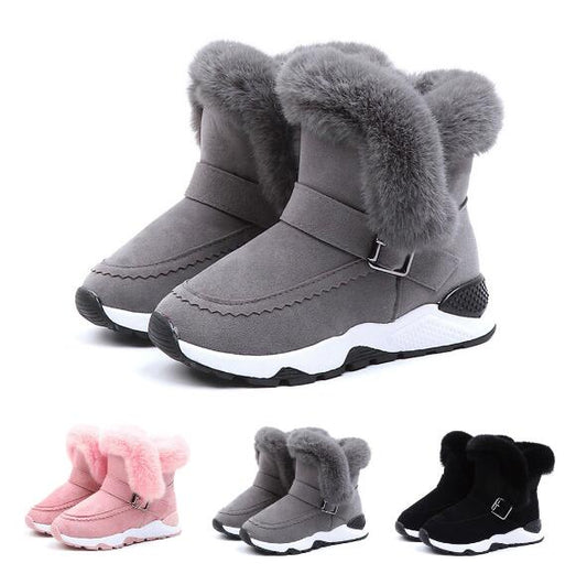 Children Boots Shoes New Winter Plush Warm Martin Boys Shoes Fashion Leather Soft Fleece Antislip Girls Boots eprolo