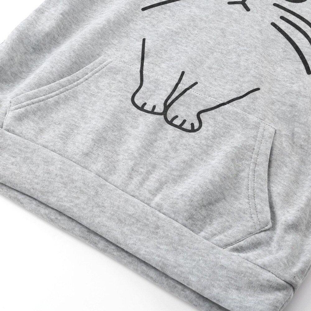 Women Hoodies With Ear Cat Pattern Casual Sweatshirts Pullover Top Female Winter Autumn Long Sleeves Hoodie Coat - Shello's Creative Boutique
