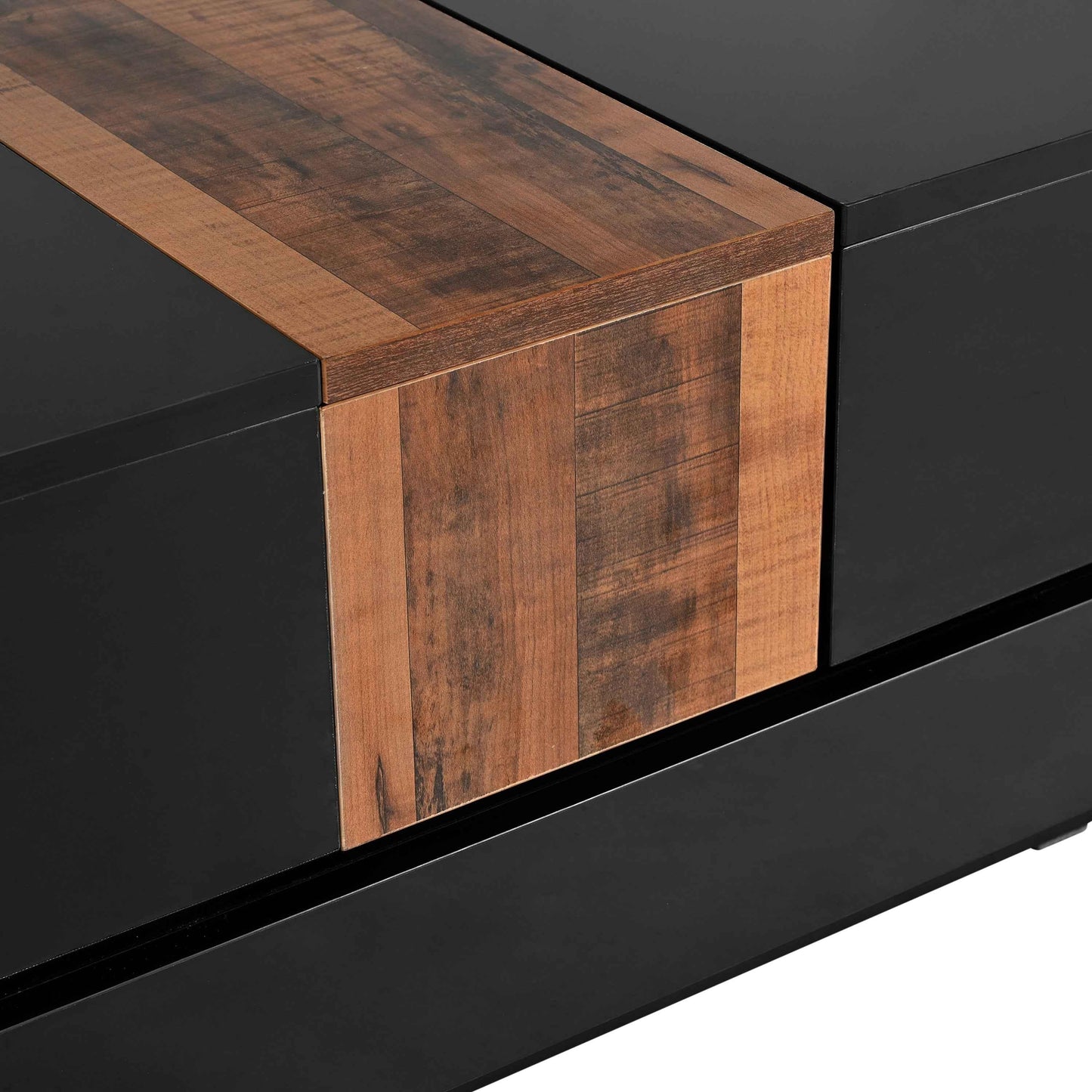 Modern High Gloss Coffee Table - 80cm Square with Sliding Top & Hidden Storage (Black) - Shello's Creative Boutique