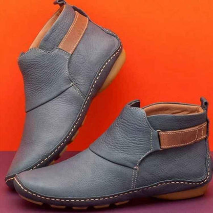 Women's Velcro Martin Boots - Flat Ankle Boots - Shello's Creative Boutique