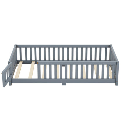 Twin Size Floor Bed with Safety Guardrails & Door – Secure, Stylish, and Fun - Shello's Creative Boutique
