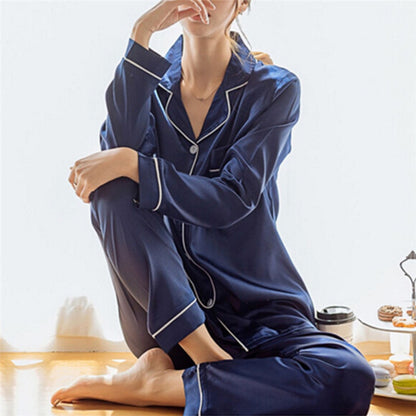Silk Satin 2-Piece Pajama Set - Luxurious Sleepwear for Women