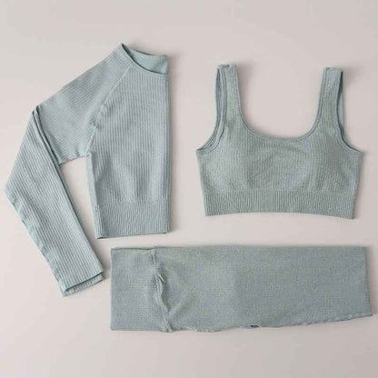 Women Gym Clothing High Waist Yoga Pants Tracksuit Fitness Clothing Two or Three-Piece Set