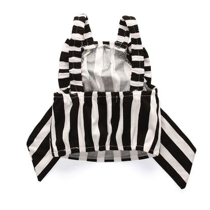 Set Tops and Pants 2 Pieces Summer Stripes Ribbon Short Sling Fashion Hole Pants European Style Children's Suits eprolo