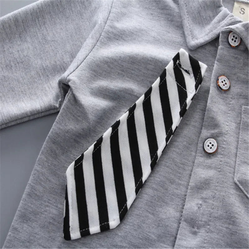 New style two-piece set of stylish spring clothing for small and medium-sized boys men's baby shirt dress children's clothing - Shello's Creative Boutique