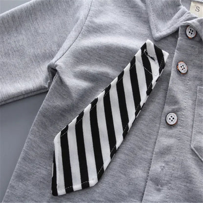 New style two-piece set of stylish spring clothing for small and medium-sized boys men's baby shirt dress children's clothing - Shello's Creative Boutique