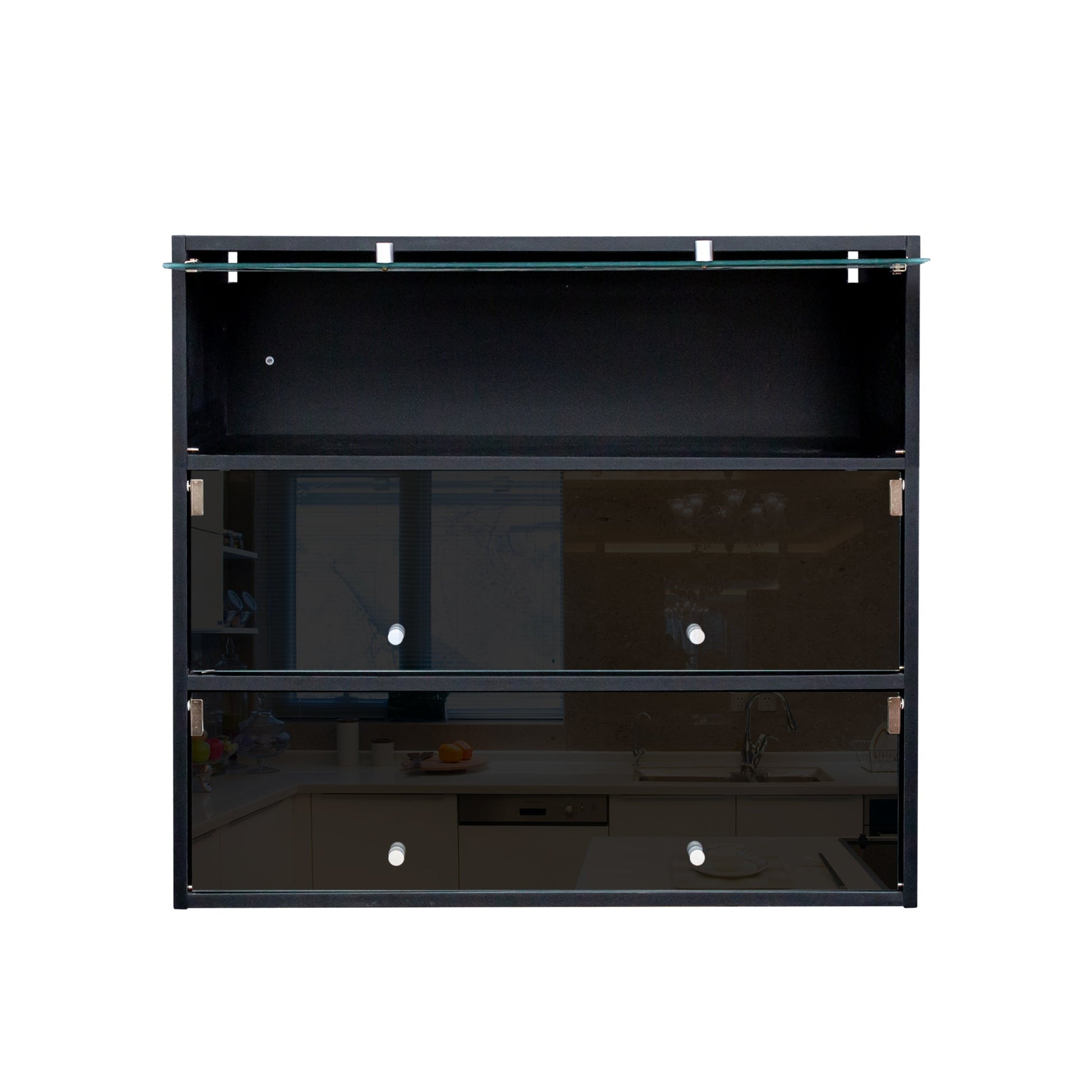 Black Glass Door Shoe Box Shoe Storage Cabinet With RGB Led Light eprolo