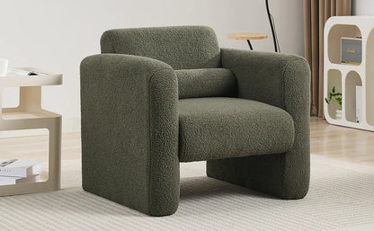 Modern style chair with Sheepskin Sherpa fabric soft cushion, armchair, soft with backrest and pillow - Shello's Creative Boutique