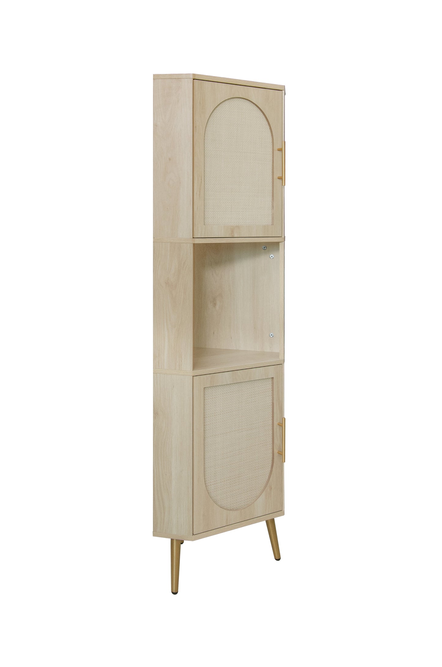 Corner cabinet ,Rattan door,Freestanding Corner Tables For Small Spaces, Corner Shelf Stand For Living Room, Kitchen, Bathroom eprolo