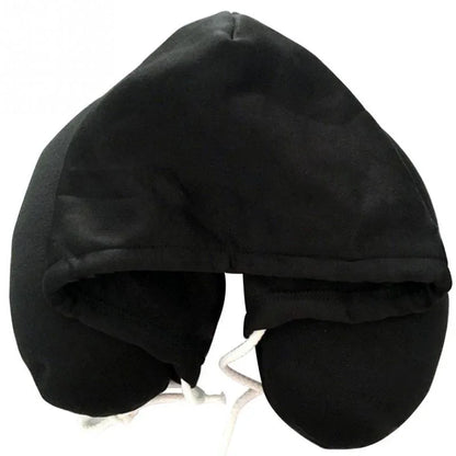 Adults Portable Solid U shaped Pillow Drawstring Microbeads soft Hooded Neck pillow for Travel - Shello's Creative Boutique